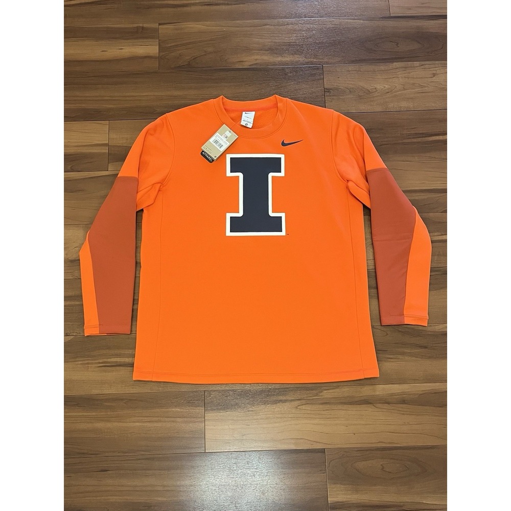 NWT Nike Illinois On-Field Crewneck Sweater Long Sleeve NCAA Men's Size Large L